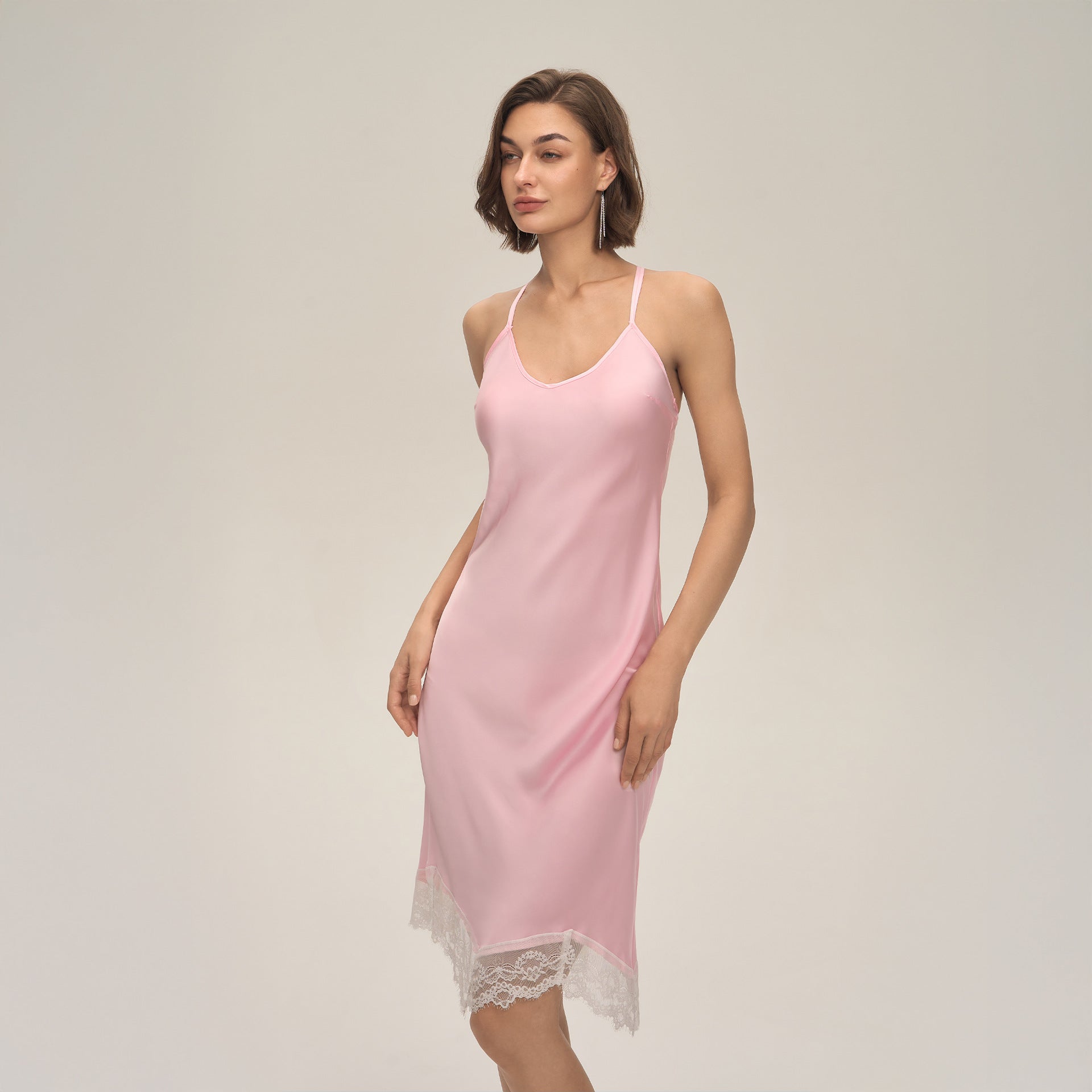 Satin Lace Backless Spaghetti Strap Maxi Slip Dress — Sexy Sleepwear