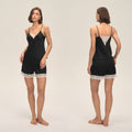 Lace Spliced Spaghetti Strap Shorts Pajama Set — Sexy Summer Loungewear
