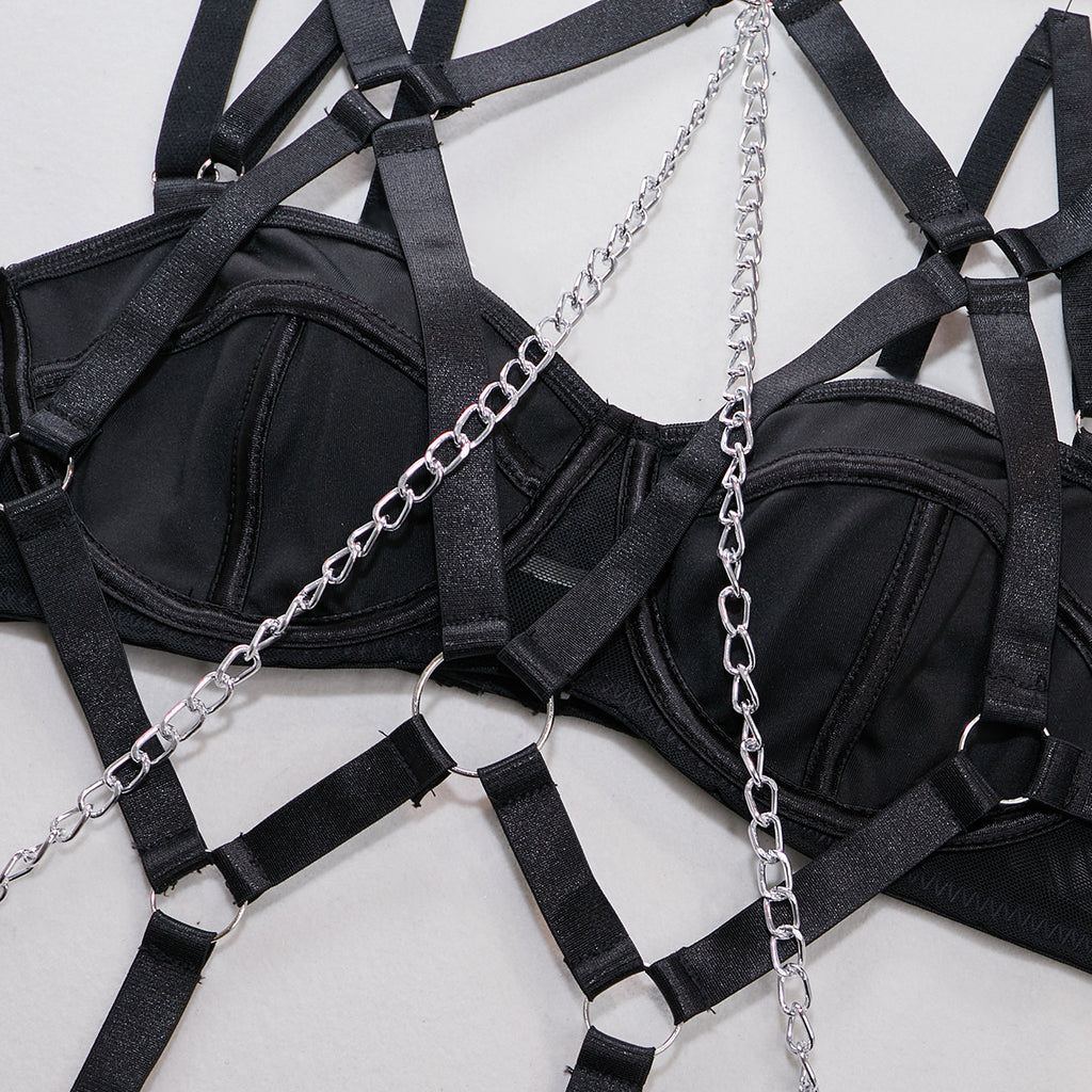 Lace Chain Four-Piece Lingerie Set