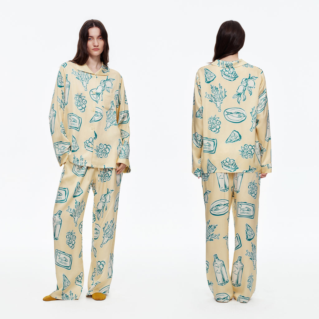 Printed Long Sleeve Pajama Set | Skin-Friendly Comfort Loungewear