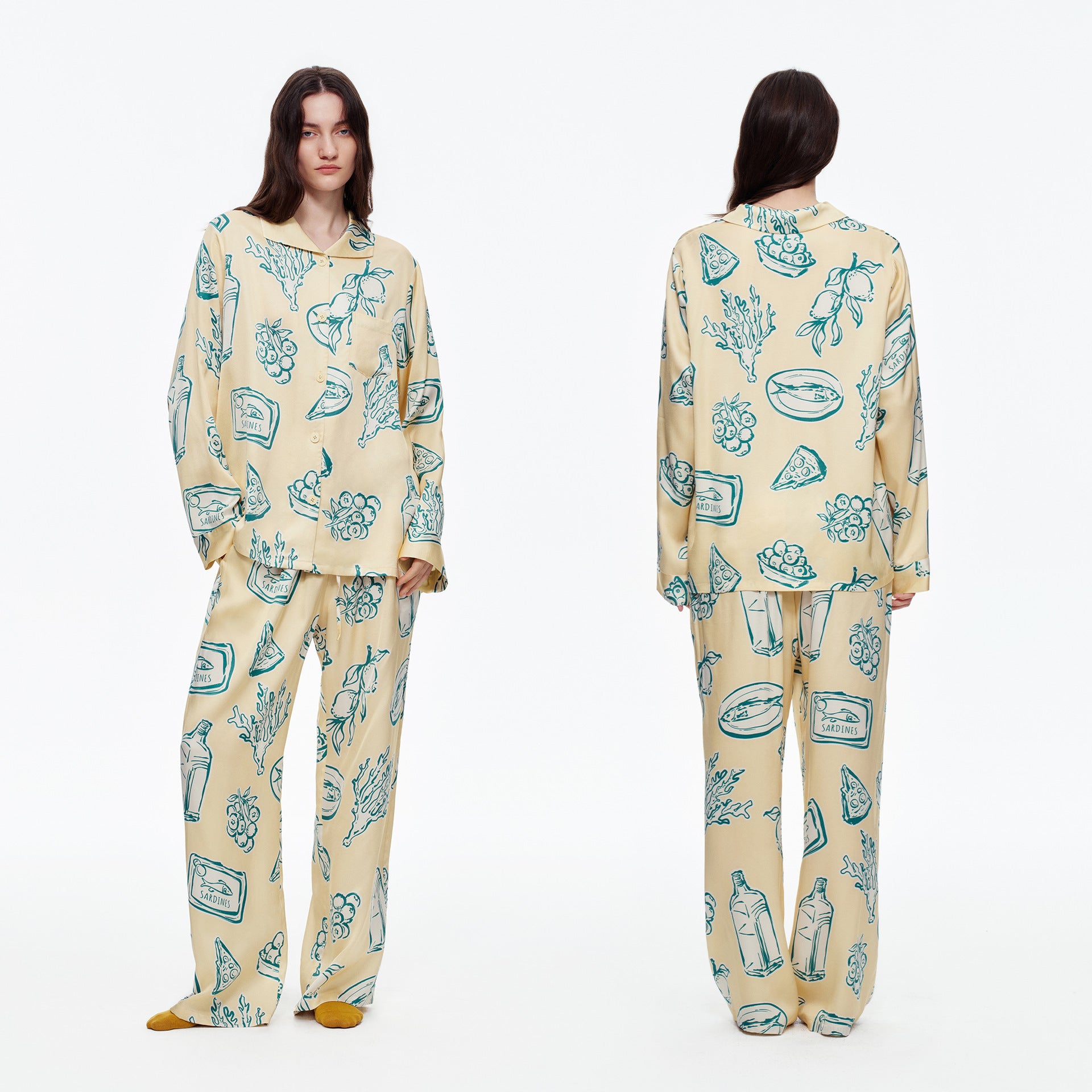 Printed Long Sleeve Pajama Set | Skin-Friendly Comfort Loungewear