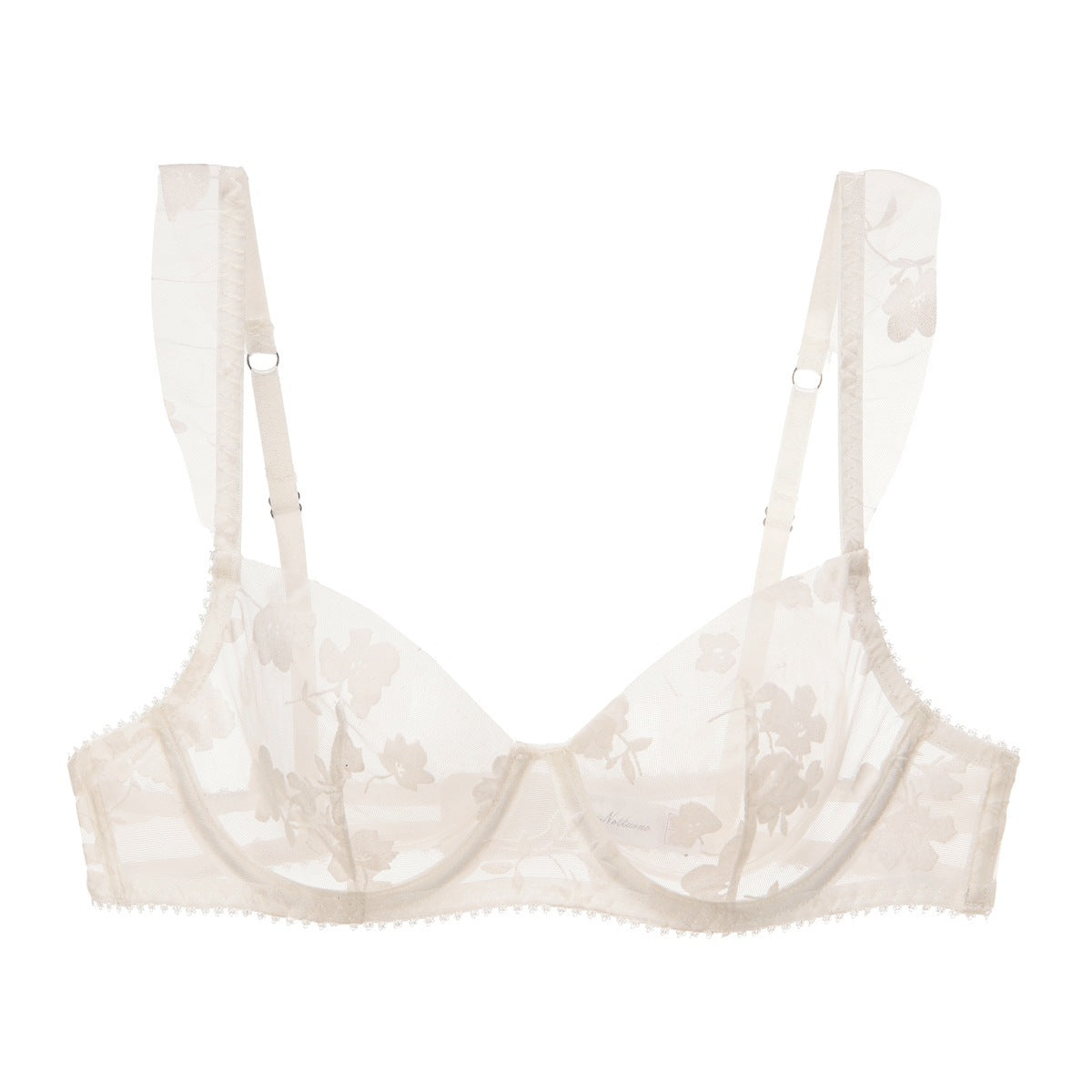 French Lace Embroidered Bra Set – Minimizing & Anti-Sag with Sheer Cups