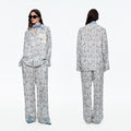 Coconut Grove Print Embroidery Long Sleeve Pajama Set | Spring & Autumn Loungewear