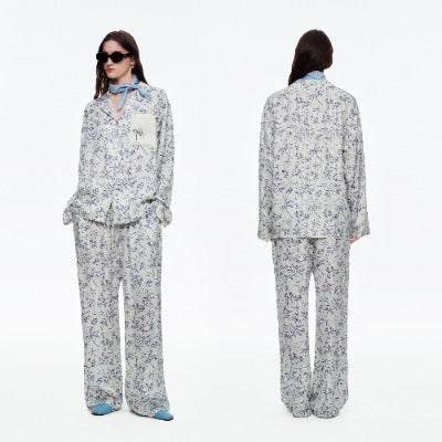 Coconut Grove Print Embroidery Long Sleeve Pajama Set | Spring & Autumn Loungewear