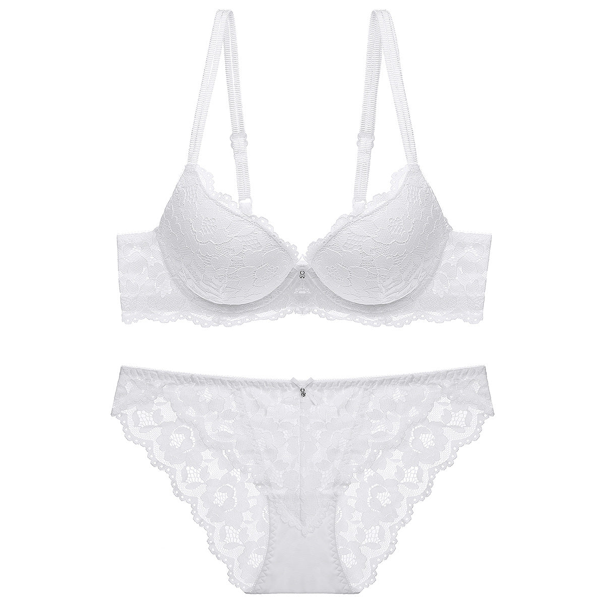 Lace Bra & Panty Set – Wireless Push-Up with Floral Embroidery | 7 Colors