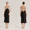 Lace Splice Satin Chiffon Backless Spaghetti Strap Nightdress — Sexy Loungewear