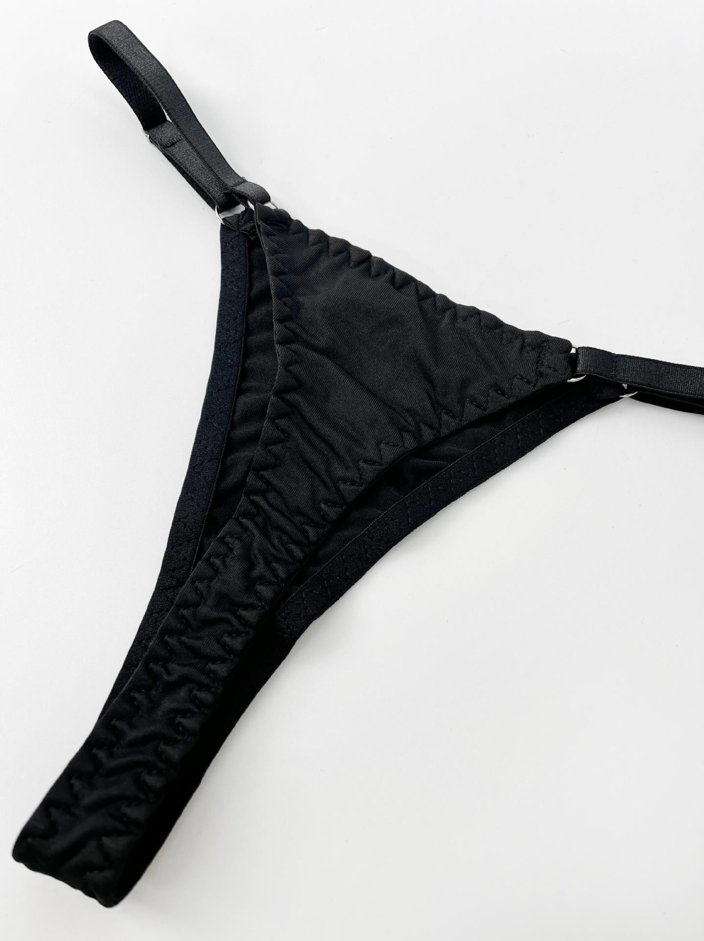 Bow Hollow Strap Lingerie Set – Ultra-Thin, with Leg Socks & Gloves