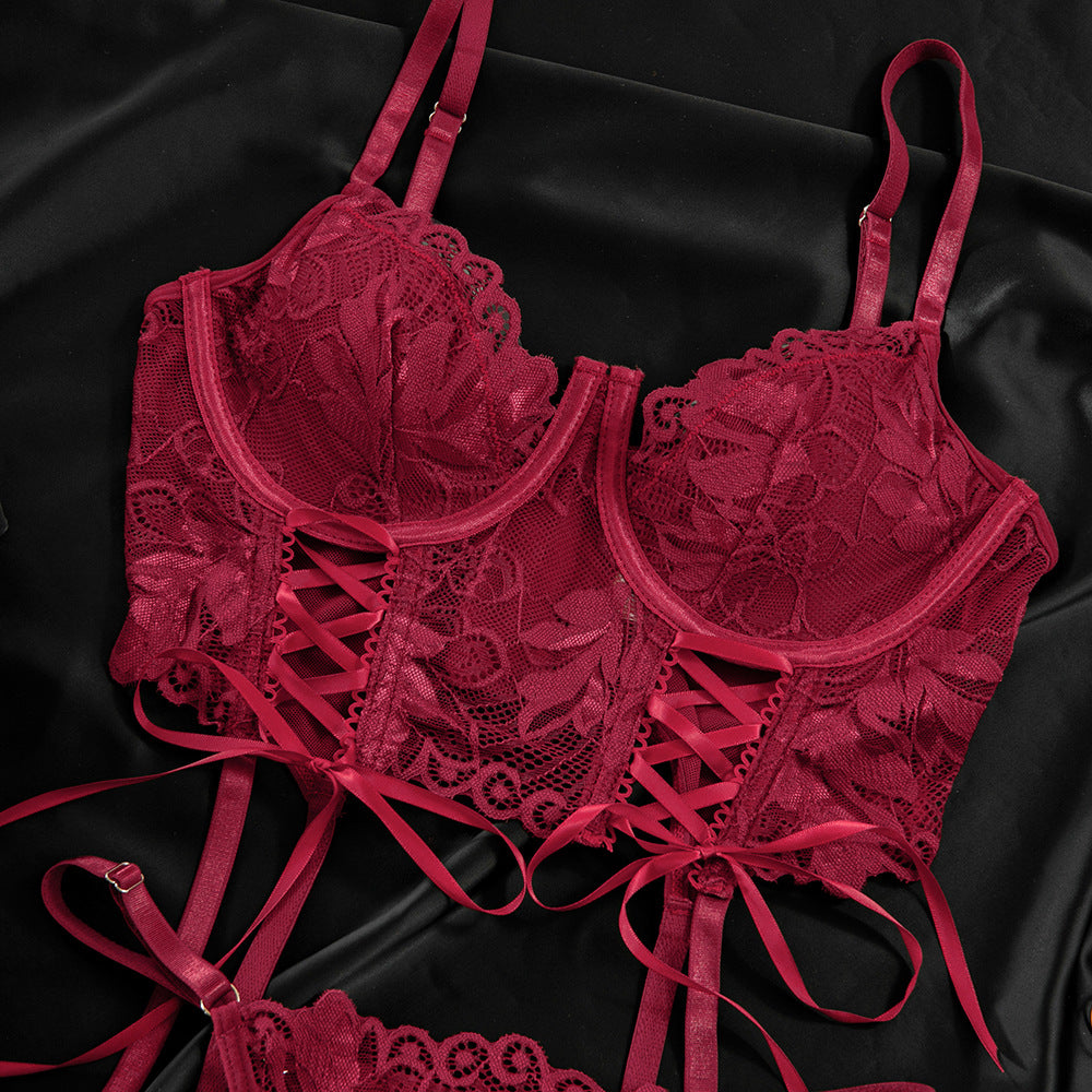 Lace Strap Lingerie Set | Elegant Bra & Brief for Women