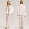 Heart Print Satin 3-Piece Pajama Set – Cami, Long Sleeve & Pants