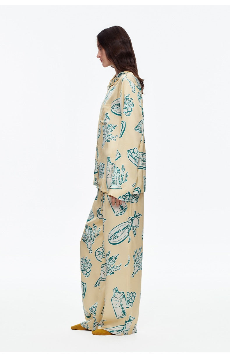 Printed Long Sleeve Pajama Set | Skin-Friendly Comfort Loungewear