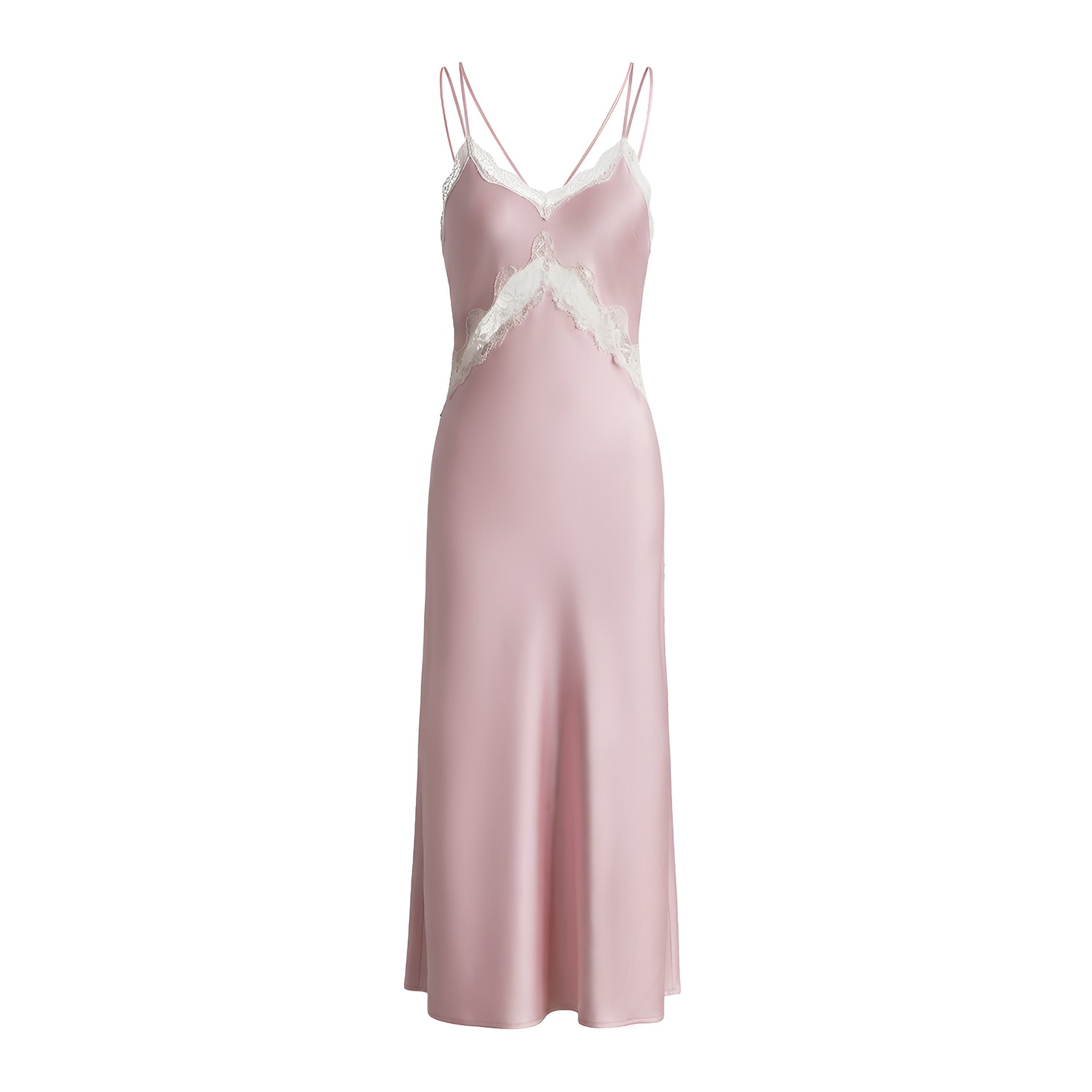 Lace Splice Deep V Off-Shoulder Nightgown | Backless Sexy Loungewear