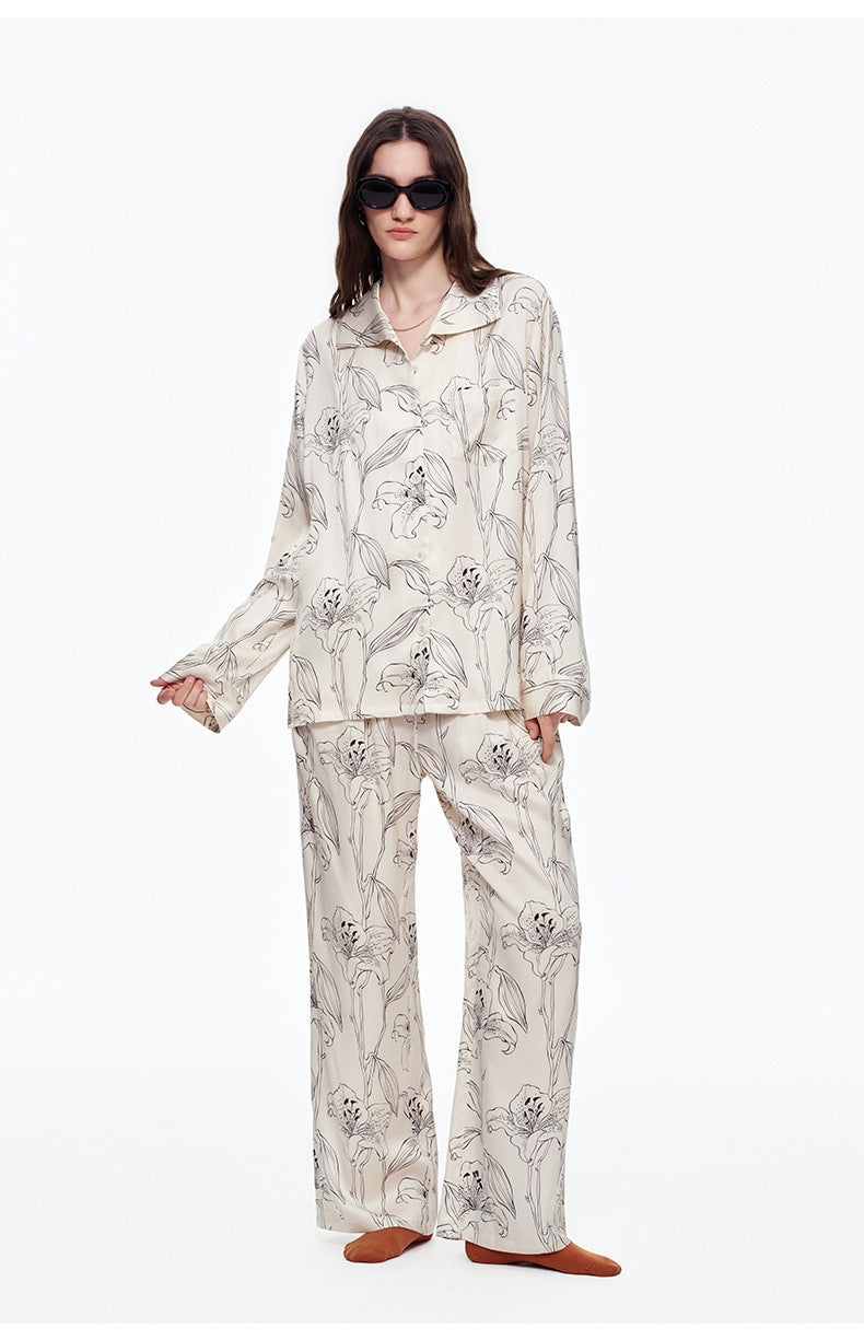 Printed Long Sleeve Pajama Set | Skin-Friendly Comfort Loungewear