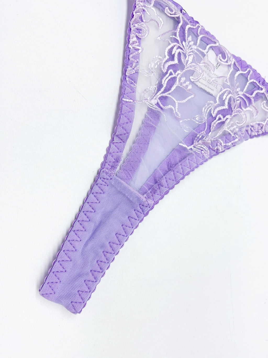 Lace Bra, Thong & Leg Ring Set – Sheer Embroidery, 3-Piece