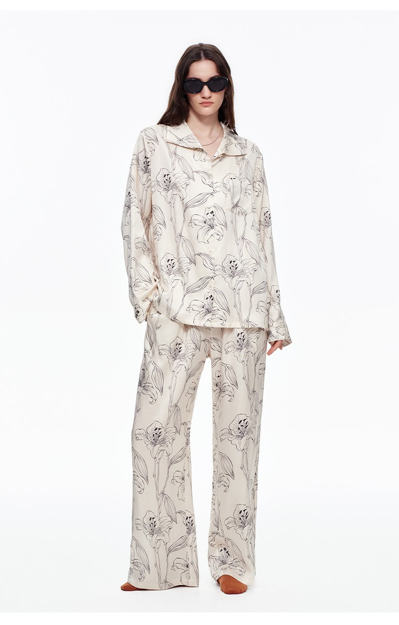 Printed Long Sleeve Pajama Set | Skin-Friendly Comfort Loungewear