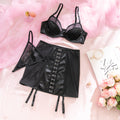Sheer Mesh Bra & High-Waist Lift 3-Piece Lingerie Set