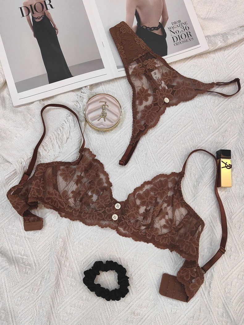 French Ultra-Thin Pure Lace Bra Set – Minimizer, Anti-Sag