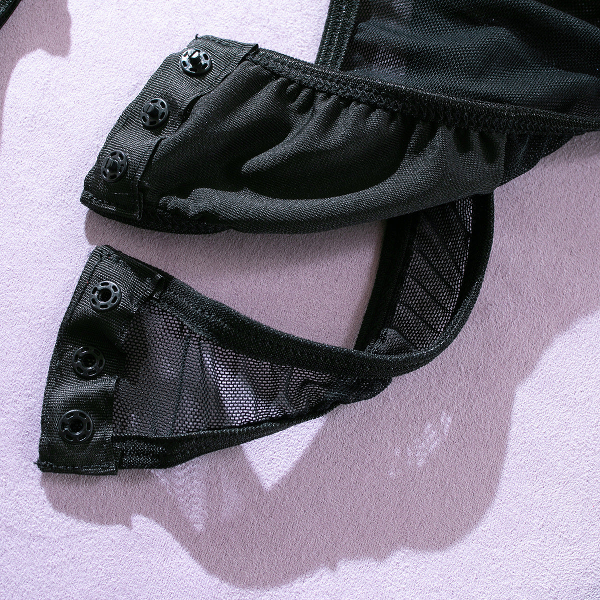 Noir Mesh Strap Splice Sheer Lingerie Set