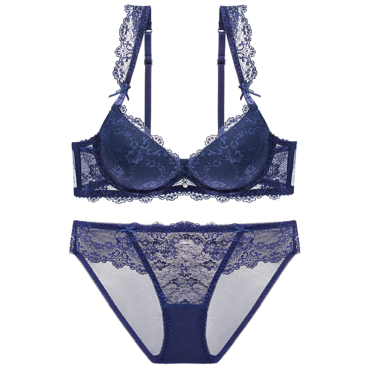 Push-Up Lace Bra Set – Side Support, Anti-Sag & Minimizing | 5 Colors