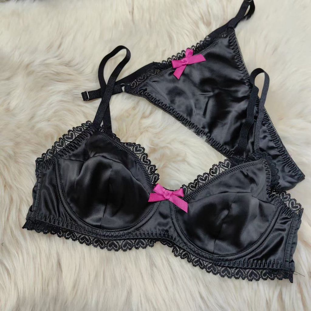 Satin Lace Bra Set – French Summer, Anti-Sag, Push-Up | 5 Colors