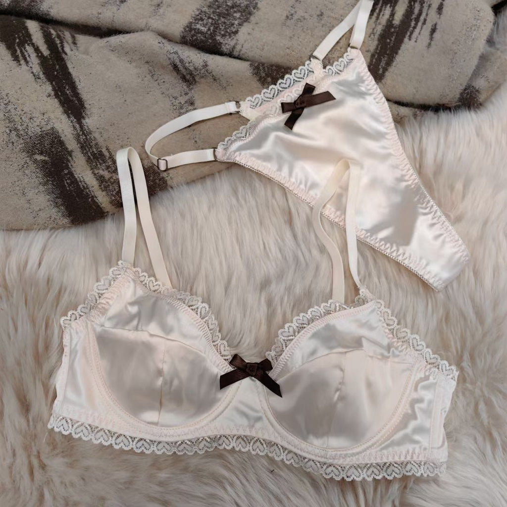 Satin Lace Bra Set – French Summer, Anti-Sag, Push-Up | 5 Colors