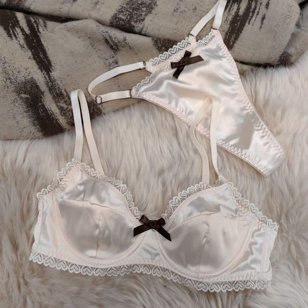 Satin Lace Bra Set – French Summer, Anti-Sag, Push-Up | 5 Colors
