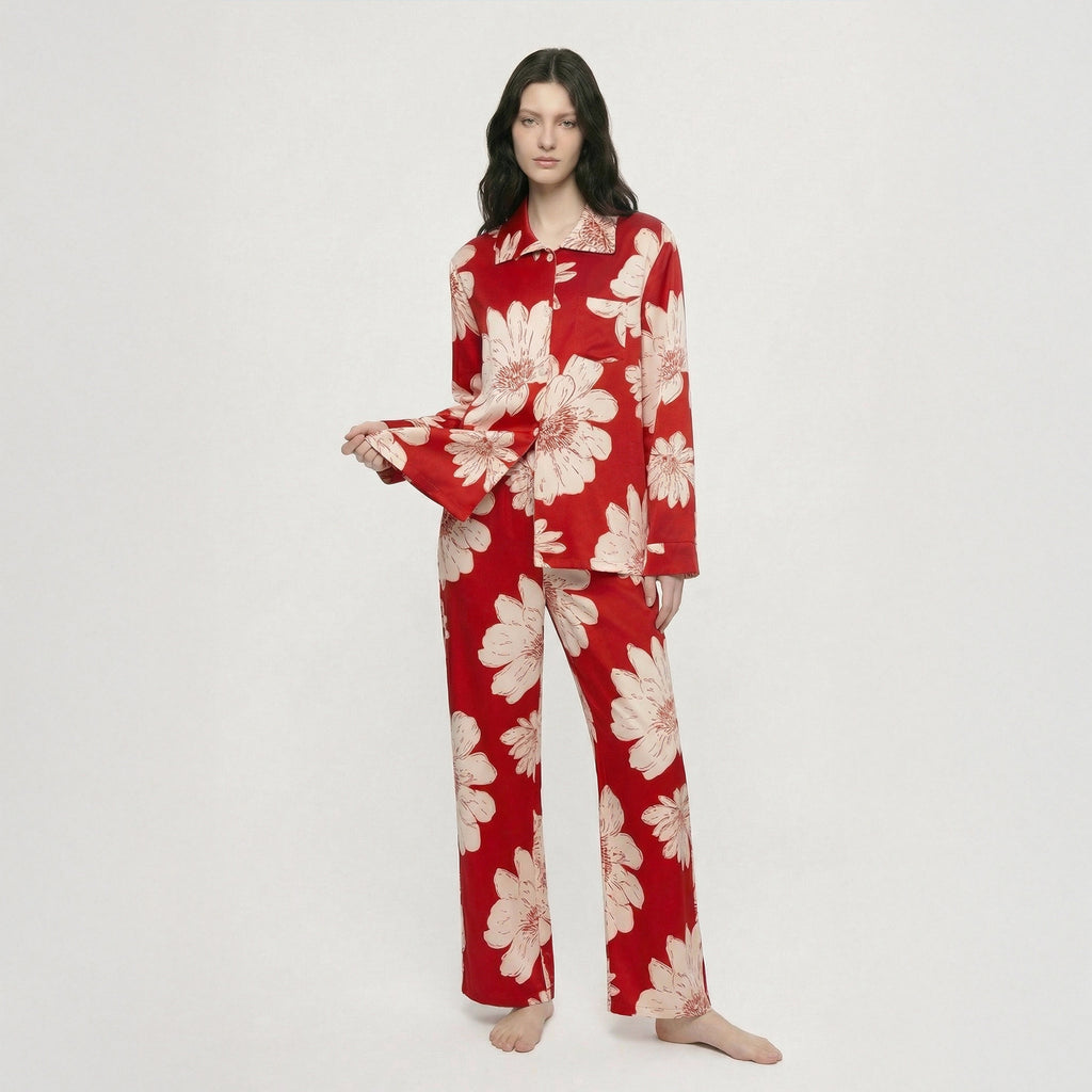 Cotton Lapel Cardigan Pajama Set | Casual Loungewear You Can Wear Outside