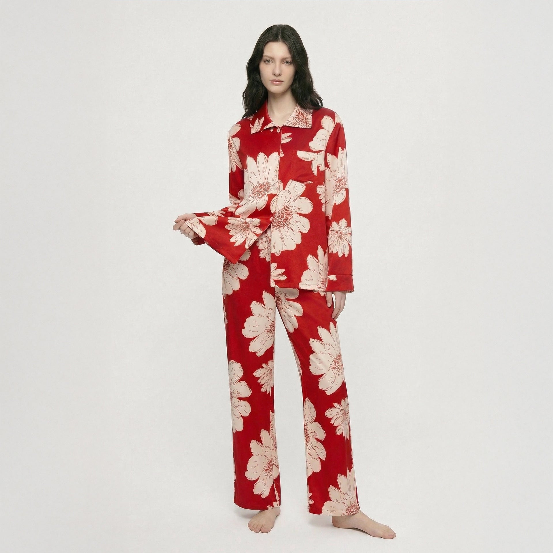 Cotton Lapel Cardigan Pajama Set | Casual Loungewear You Can Wear Outside