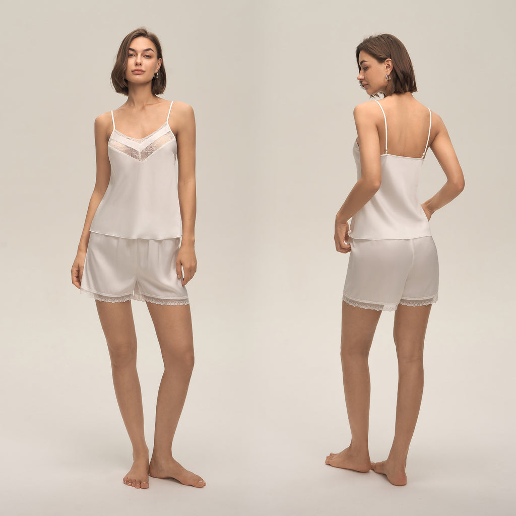 Lace Spaghetti Strap Shorts Loungewear Set — Women's Comfort Homewear