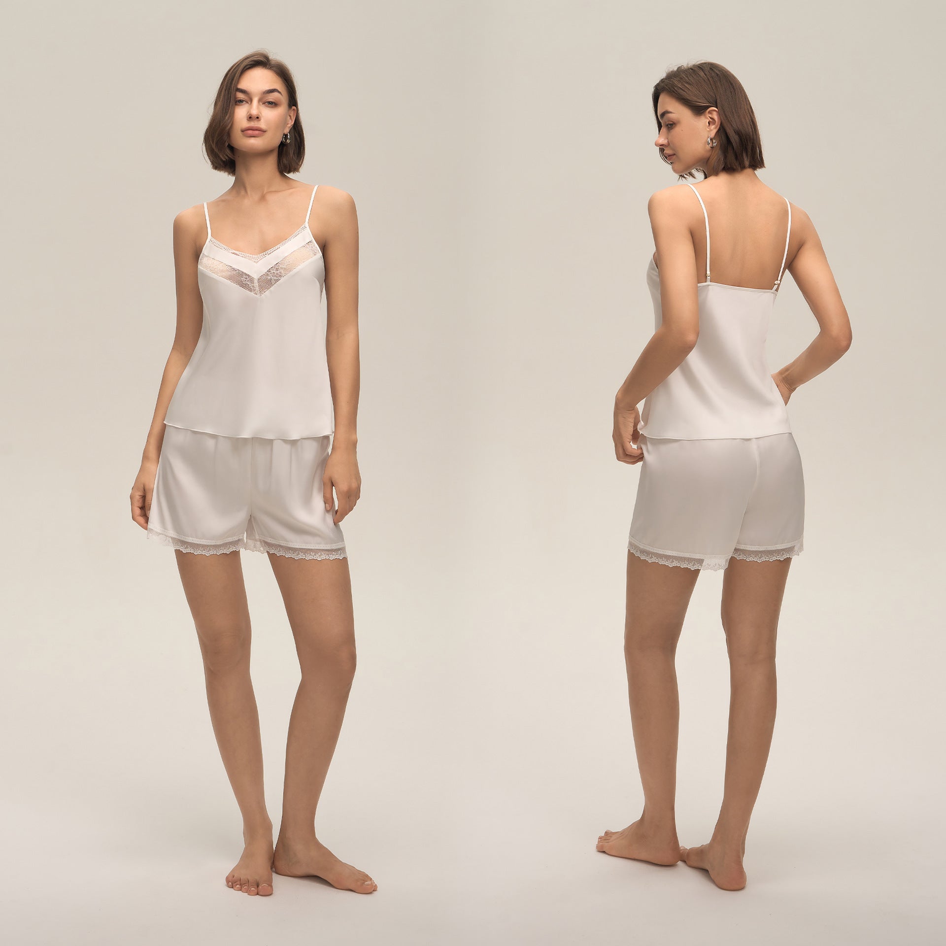 Lace Spaghetti Strap Shorts Loungewear Set — Women's Comfort Homewear