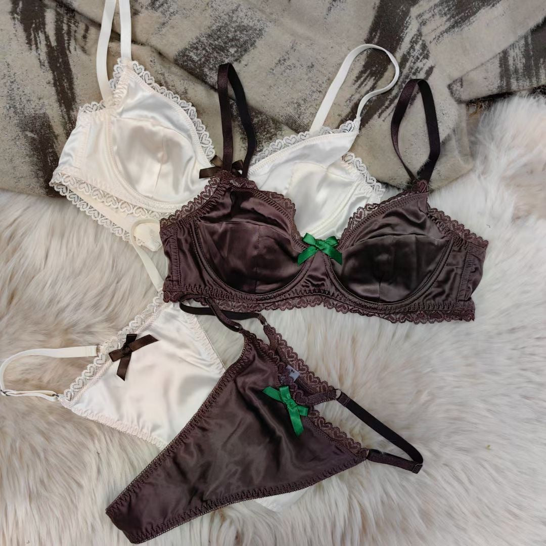 Satin Lace Bra Set – French Summer, Anti-Sag, Push-Up | 5 Colors