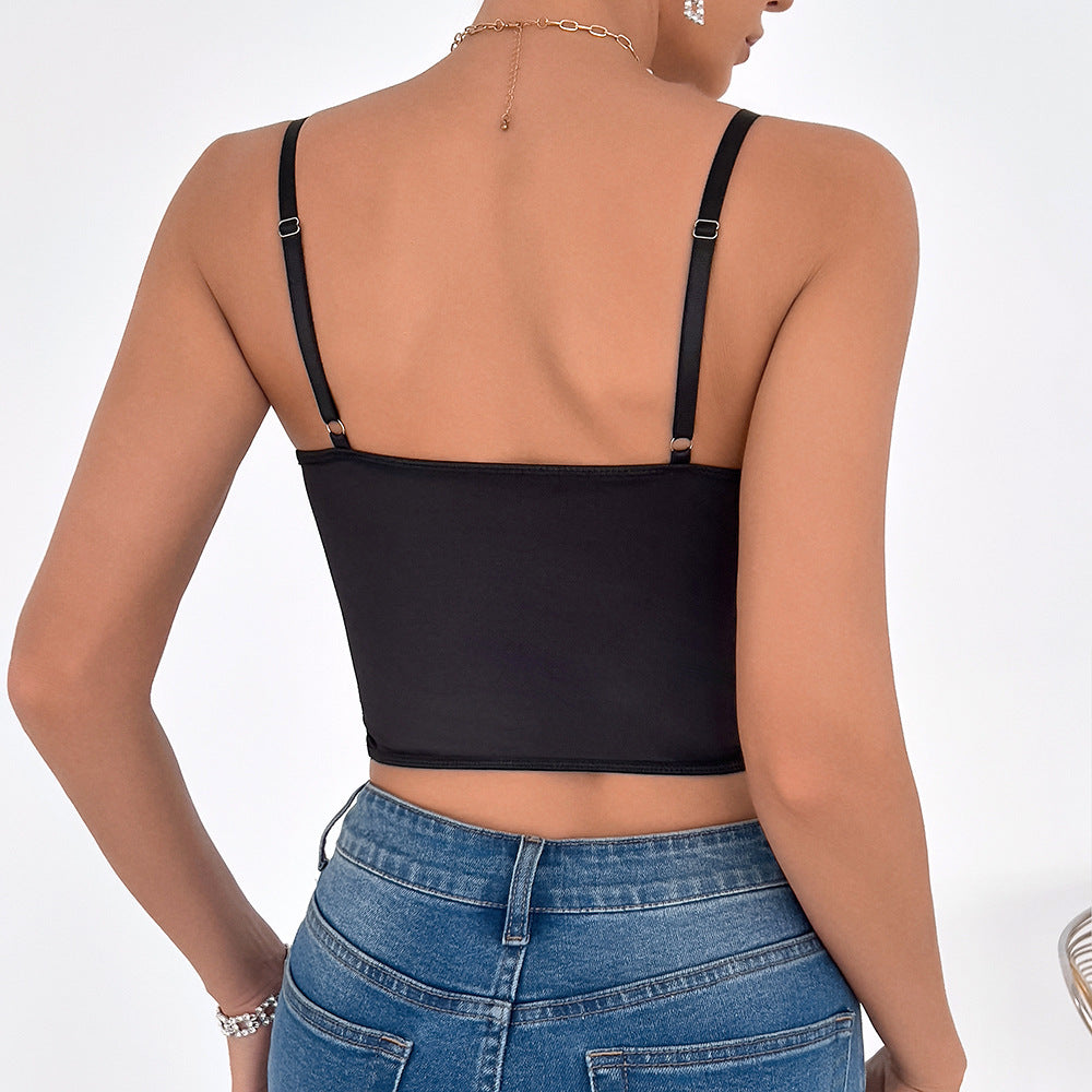 Lace Cutout Boned Underwire Camisole Set