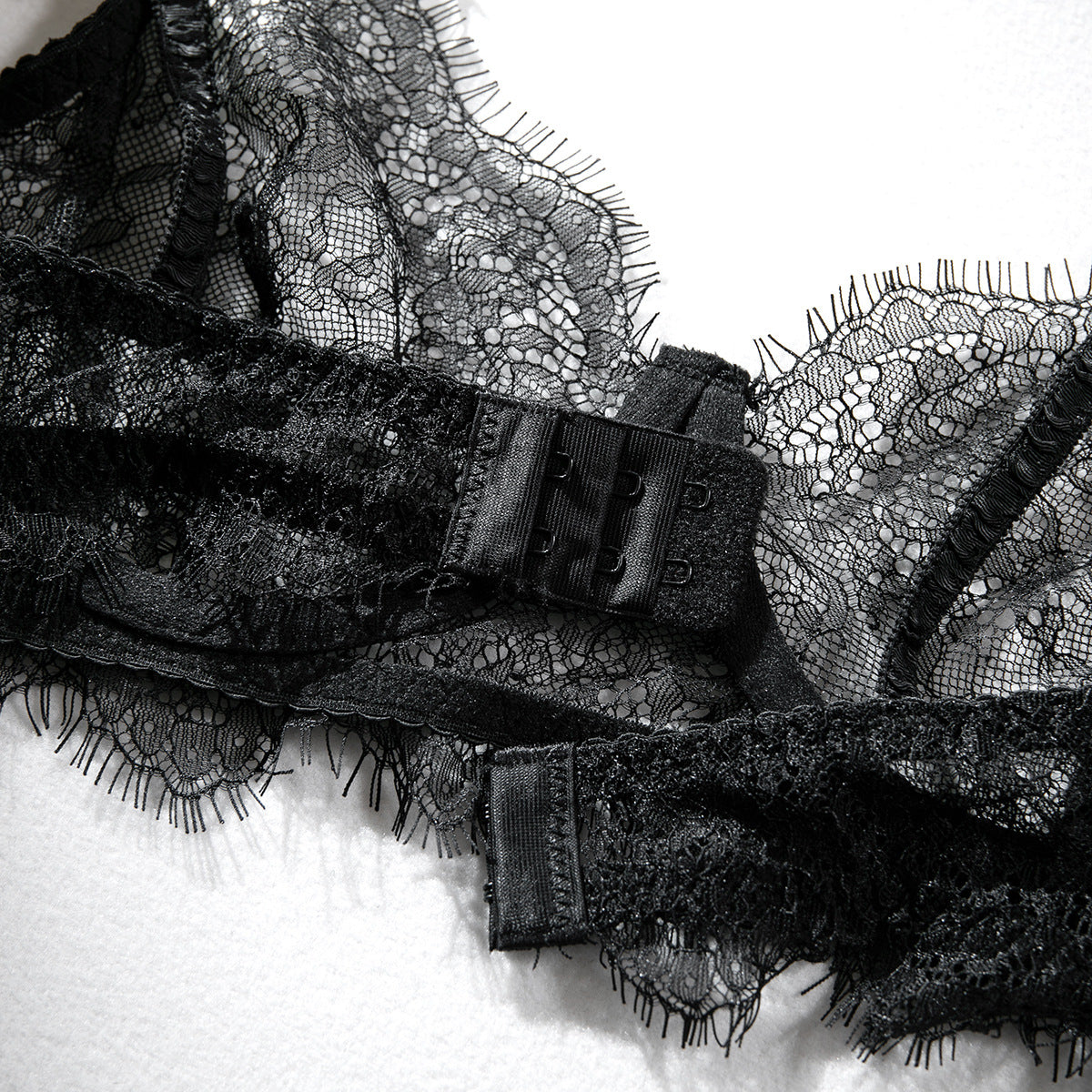 Crystal Lace Sheer Gathering Lingerie Four-Piece Set