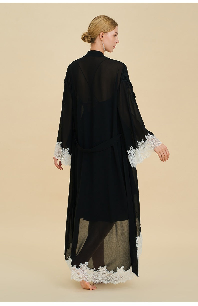 Chiffon Short Morning Robe | Sheer Loungewear for Women