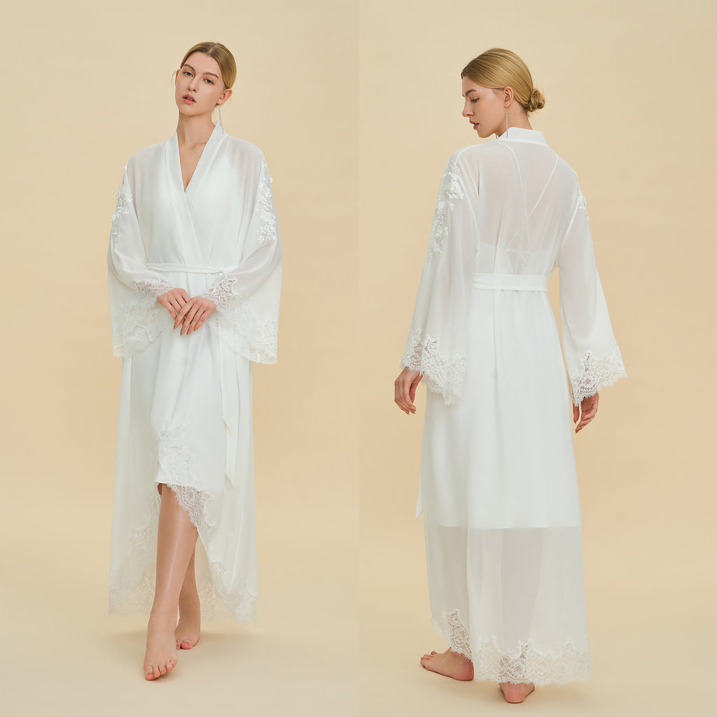 Chiffon Short Morning Robe | Sheer Loungewear for Women