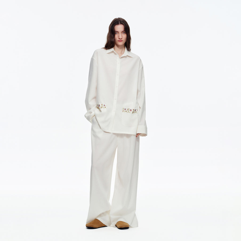 Lyocell Embroidery Long Sleeve Pajama Set | Loose Spring & Autumn Loungewear