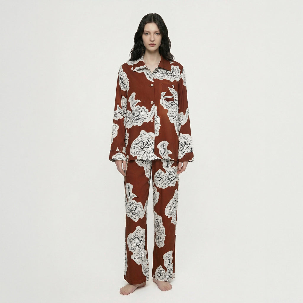 Cotton Lapel Cardigan Pajama Set | Casual Loungewear You Can Wear Outside