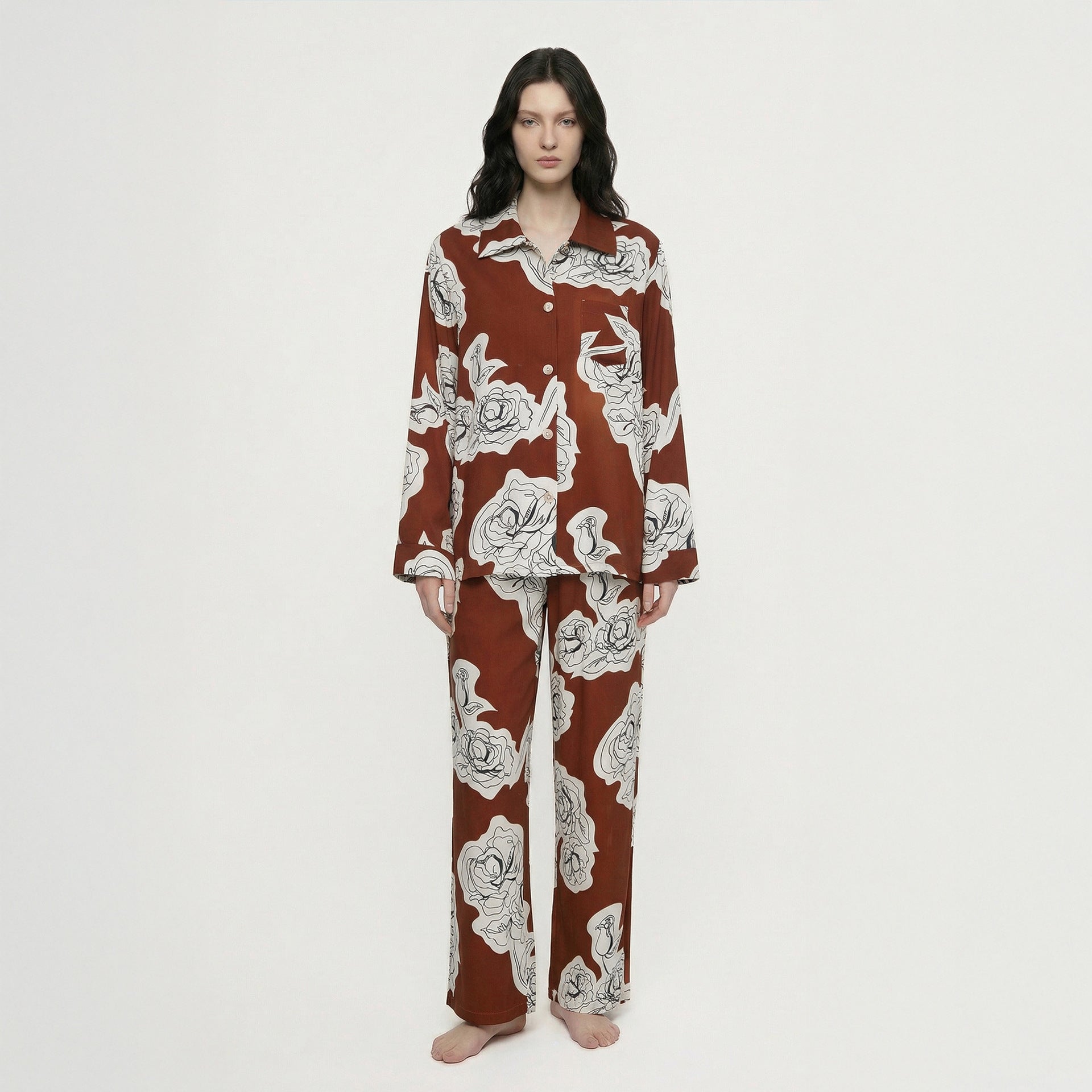 Cotton Lapel Cardigan Pajama Set | Casual Loungewear You Can Wear Outside