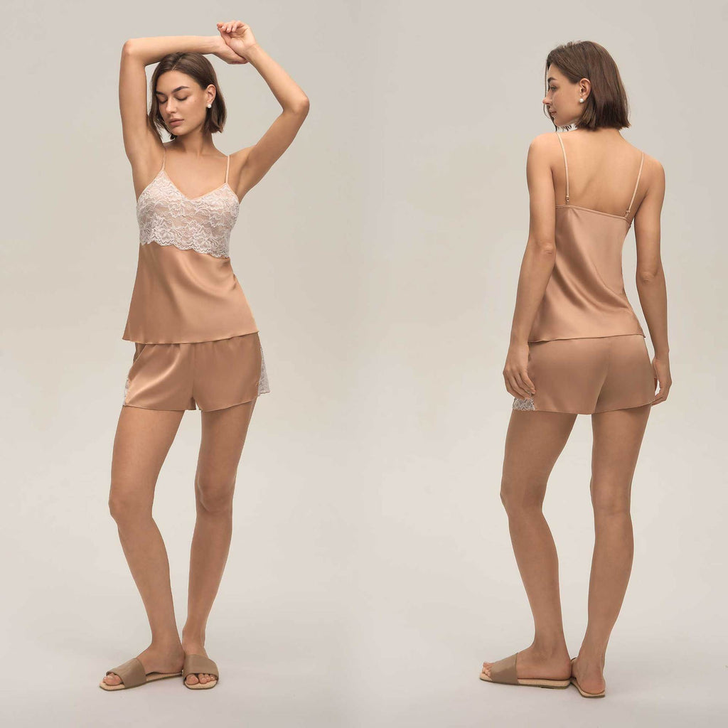 Lace Spaghetti Strap Shorts Casual Loungewear Set — Women's Homewear