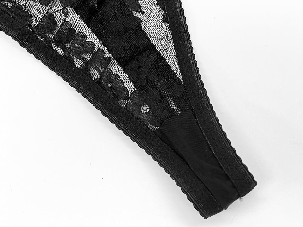 Lace Suspender, Leg Ring & Thong Set – Sheer, Ultra-Thin