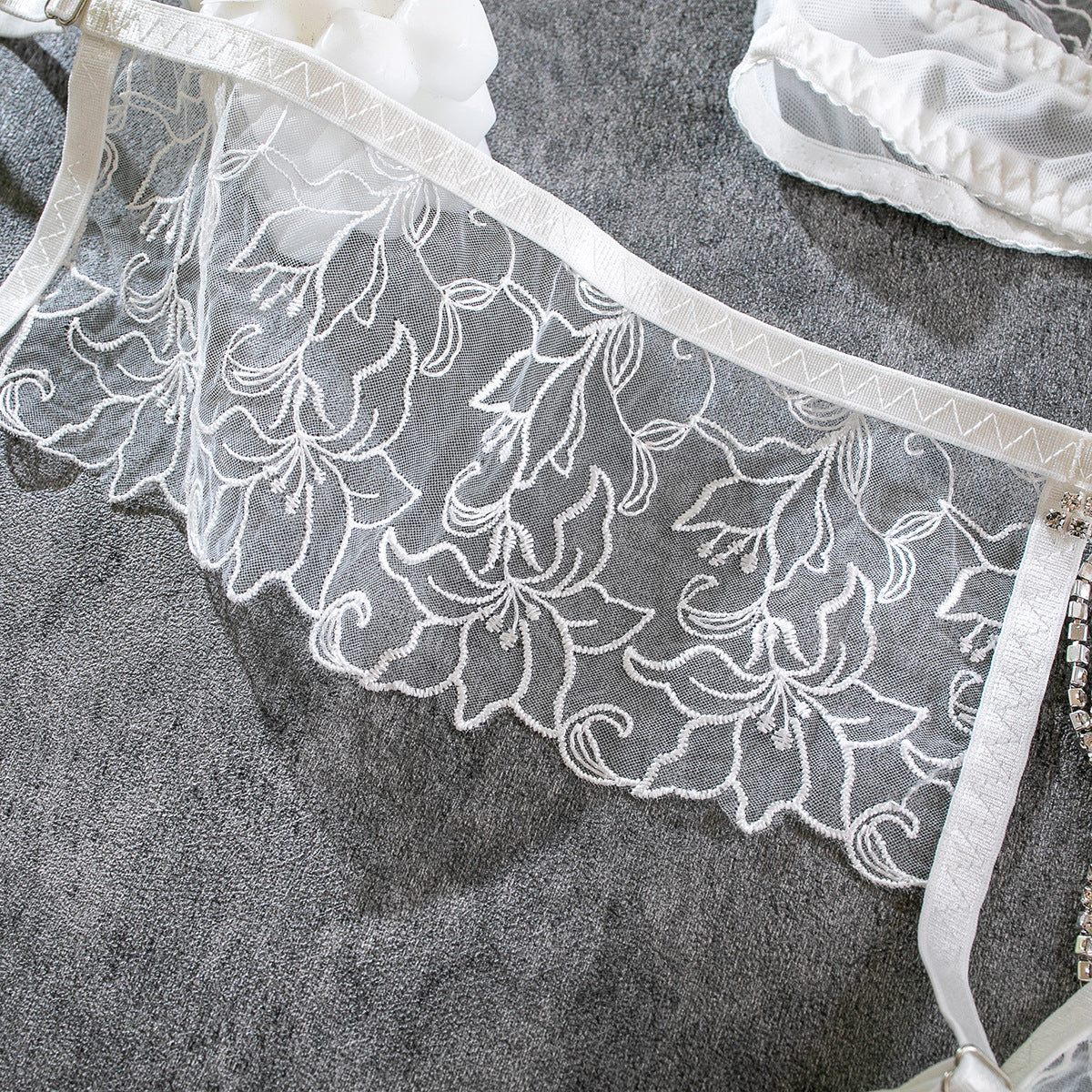 Enchanted Embroidery Chain Sheer Lingerie Set