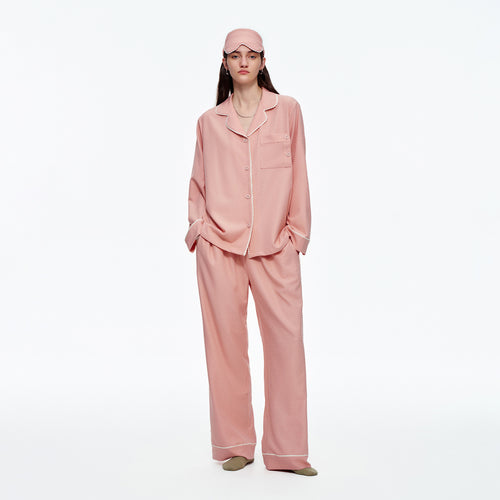 Brushed Soft Long Sleeve Pajama Set | Loose Casual Loungewear – Luxury Lingerie – Sheer Secret