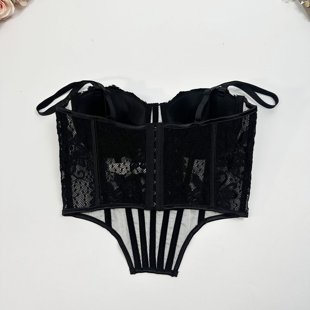 Luxury Lace Trim Fishbone Corset Bra