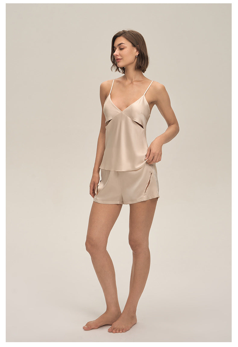 Satin Chiffon Camisole Shorts Loungewear Set — Women's Pajamas