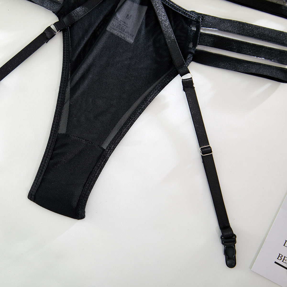 Underwire Mesh Biker Lingerie Set