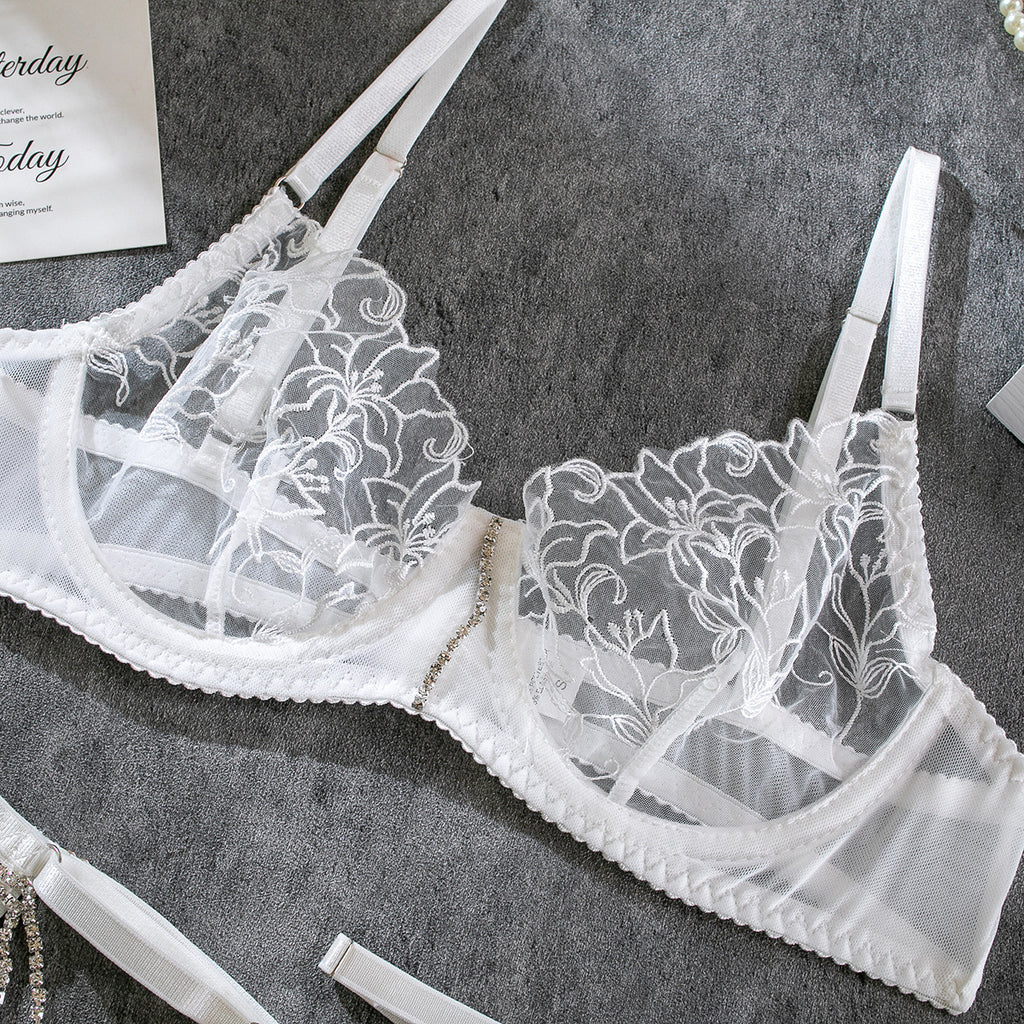 Enchanted Embroidery Chain Sheer Lingerie Set