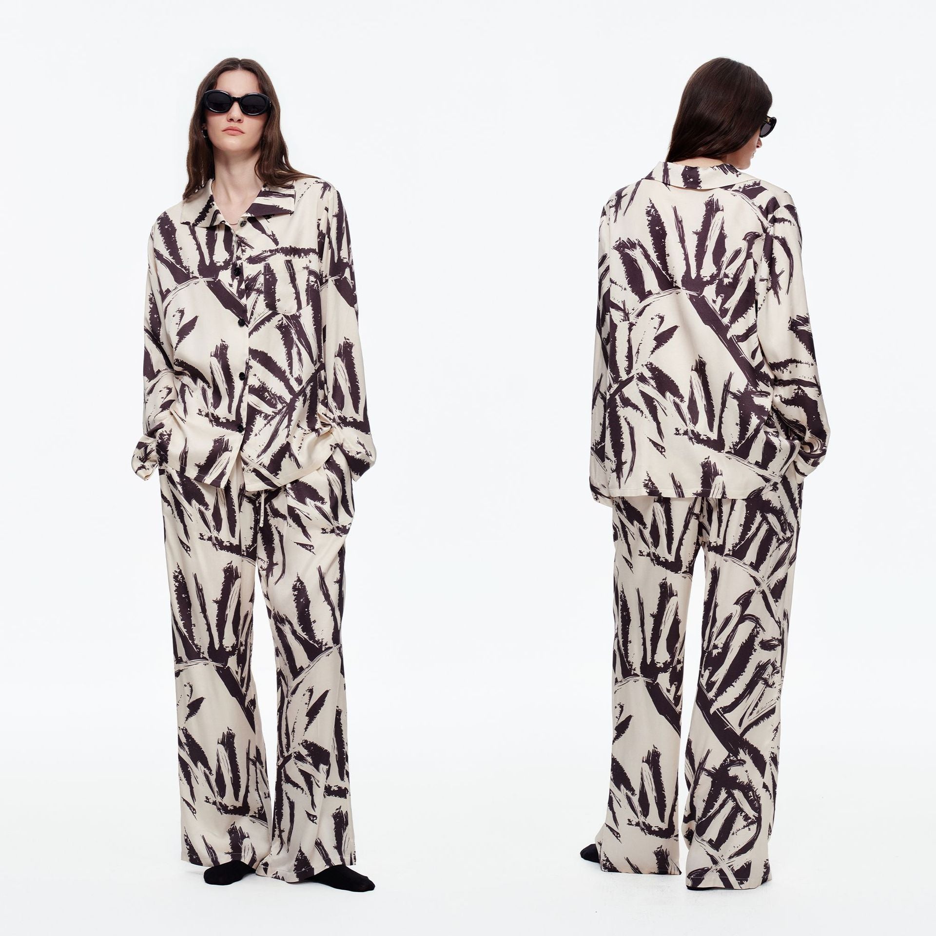 Printed Long Sleeve Pajama Set | Skin-Friendly Comfort Loungewear