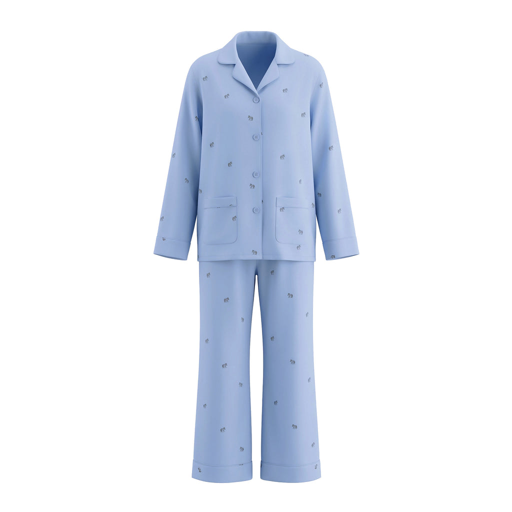 Blue Zebra Print Luxury Two-Piece Loungewear Set | Casual Home Outfit