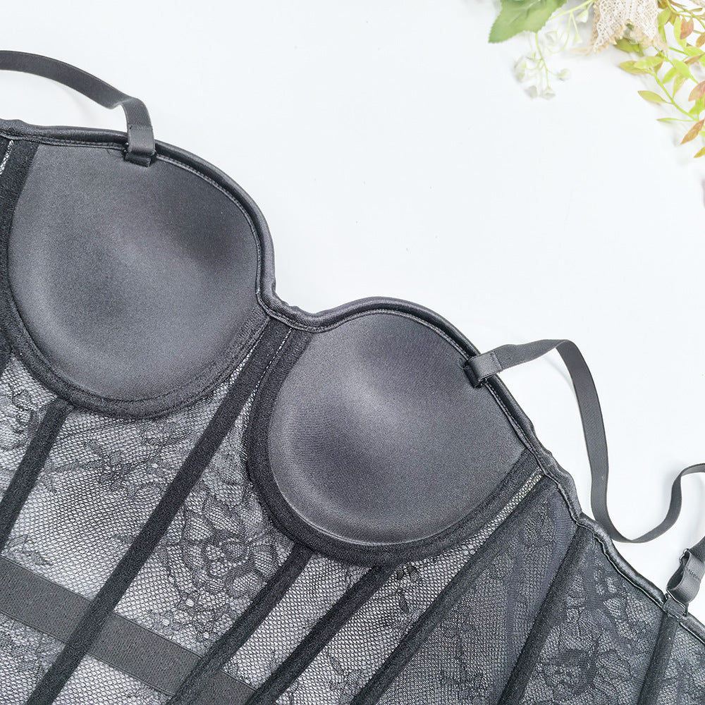 Back Hook Lace Fishbone Corset Bra