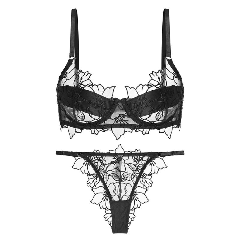 French Embroidered Lace Bra Set – Ultra-Thin, Slimming, Anti-Sag