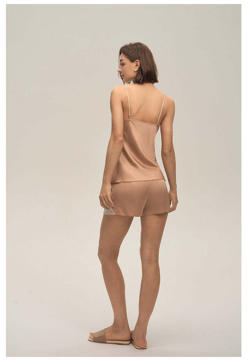 Lace Spaghetti Strap Shorts Casual Loungewear Set — Women's Homewear